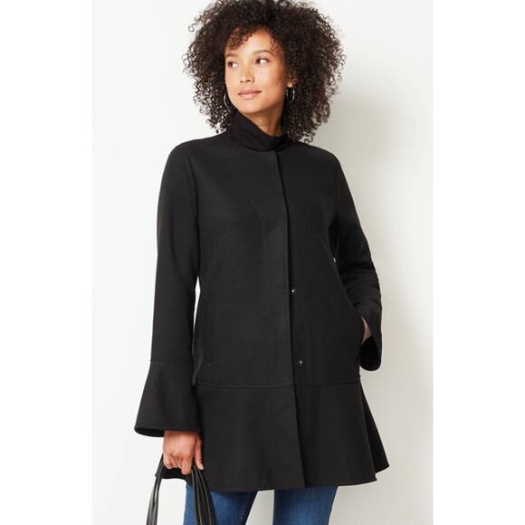 J.jill Soft-brushed Flounce-hem Jacket In Black Medium Minimalist Contemporary - Picture 1 of 8